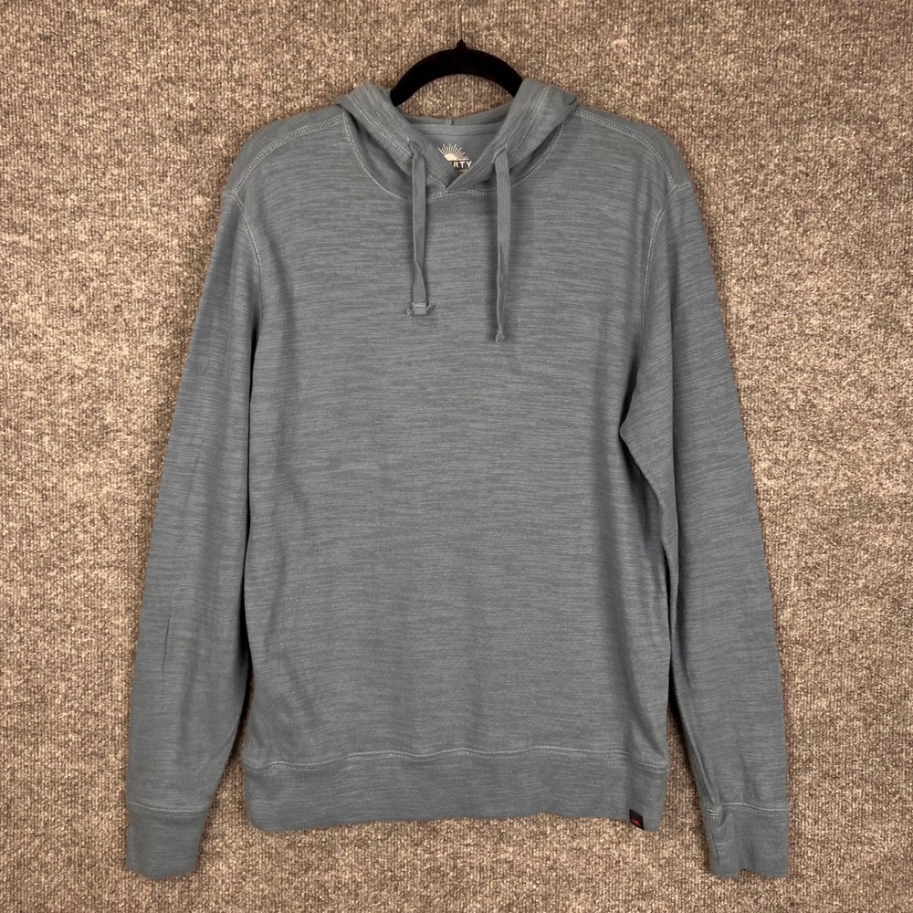 Faherty Hoodie Mens Medium Blue Excellent Organic Cotton Slub Pullover